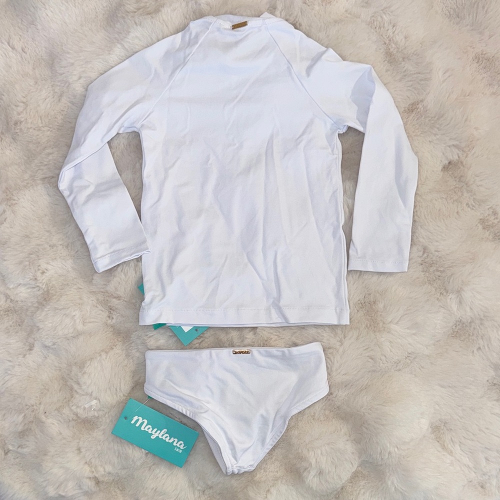 Kids White Rashguard Set - Picture 4 of 4